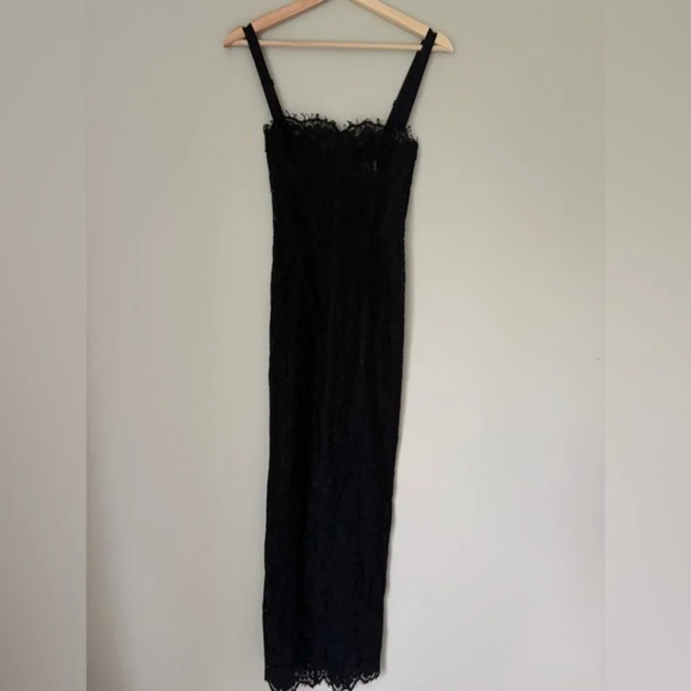 NEW Helsa Lace Column Dress Sheer Bustier Maxi Black | XS - Picture 9 of 16